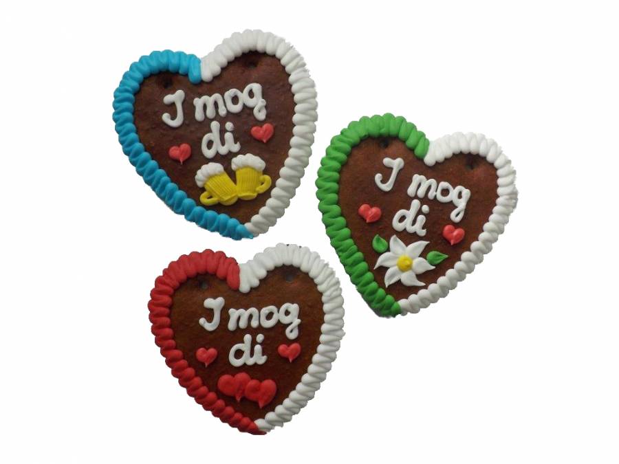 1 Wiesn Lebkuchenherz mit Spruch „I mog di“ ,13 x 14 cm, Oktoberfest
