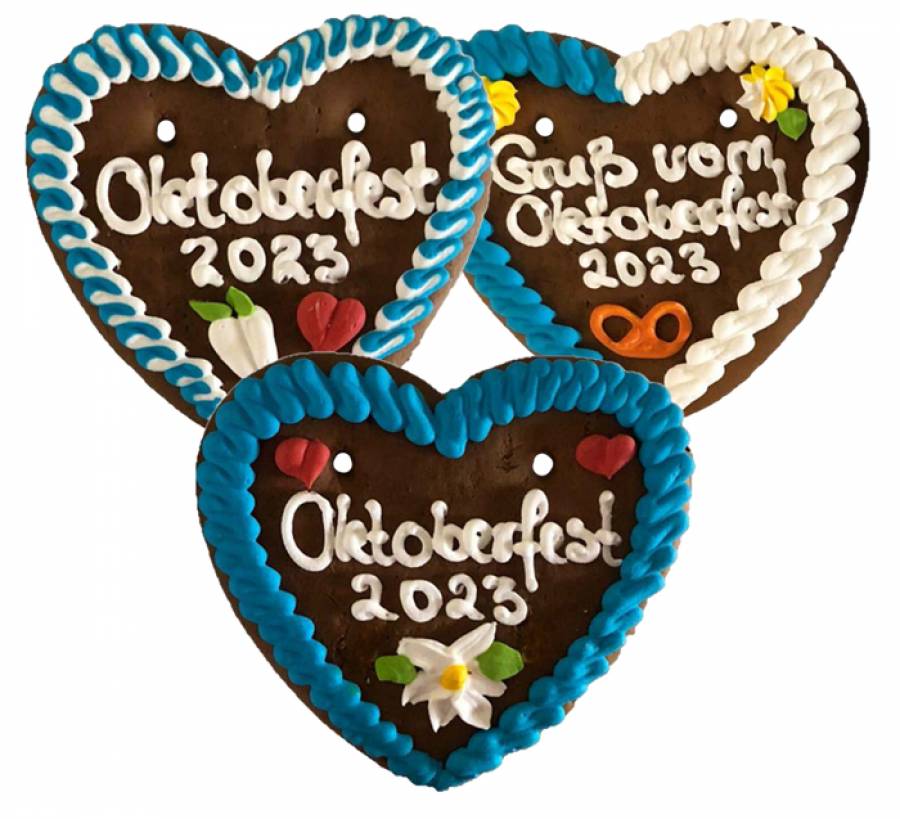 Lebkuchenherzen Gruß vom Oktoberfest 2025“, 40 Stück im Karton