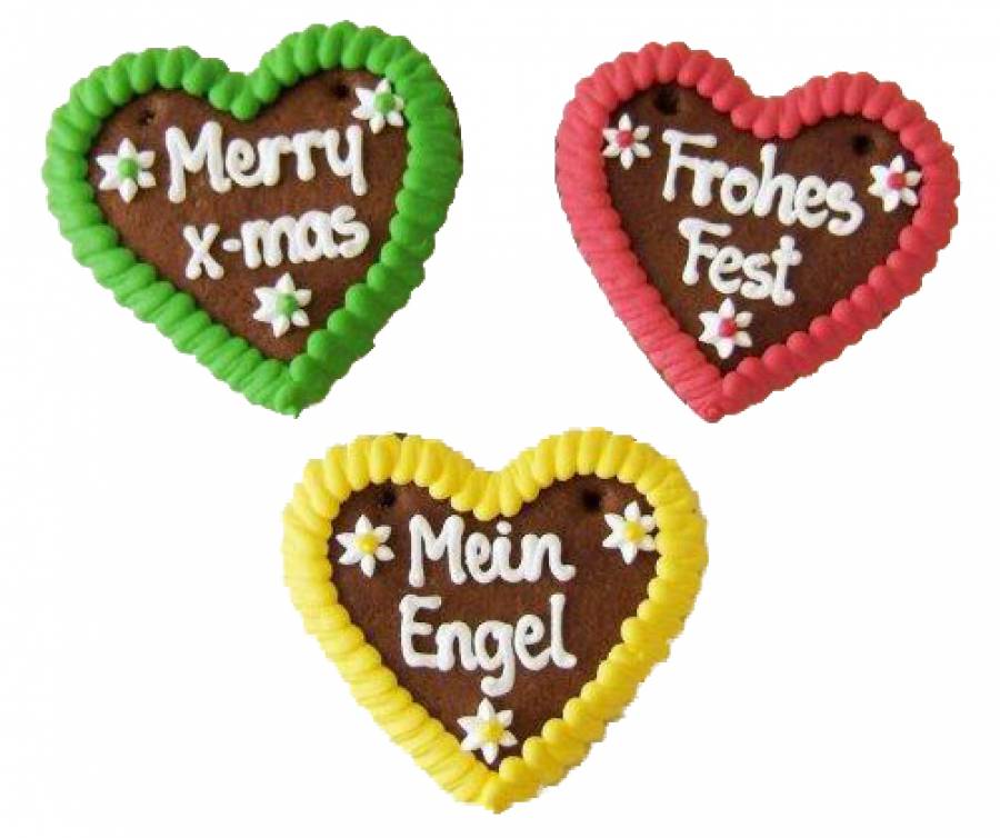 Lebkuchen Weihnachtsherz 3-fach sortiert 10 cm, Karton  