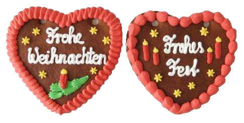 Lebkuchen Weihnachtsherz 2-fach sortiert 16 cm ,Karton 20 Stück