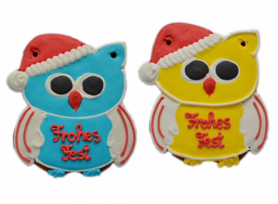 Lebkuchen Weihnachtseule mit Mütze, 13cm
